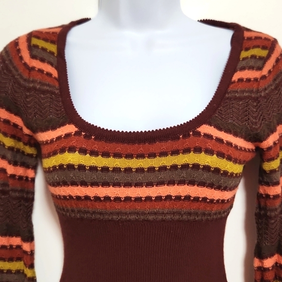 Free People Burgundy Stripe Knit Dress - Picture 2 of 10